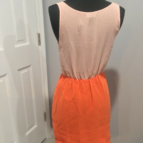 UO Orange, Peach, Dress, Cinched Waist, Flowy, M - Picture 5 of 7